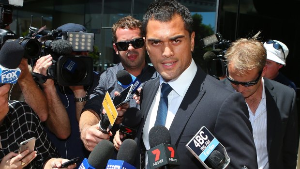 Karmichael Hunt leaves court on the Gold Coast last month.