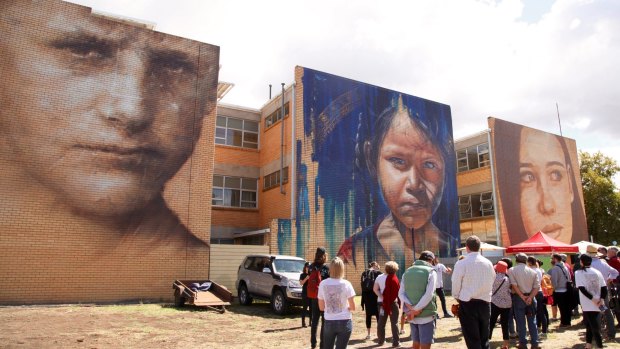 Portraits by Guido, Adnate and Rone from 2015 are still very much part of Benalla. 