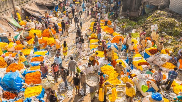 The main flower market in Kolkata.