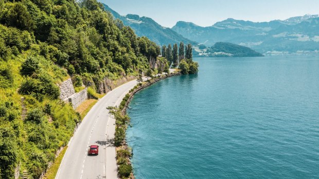 Cruising the shores of Lake Lucerne.