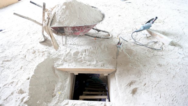 The exit of a tunnel connected to the Altiplano Federal Penitentiary and used by drug lord Joaquin 'El Chapo' Guzman to escape.