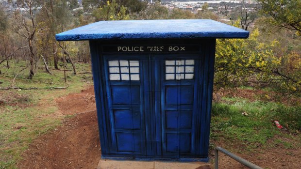 The Doctor Who Tardis near the Red Hill Lookout.
