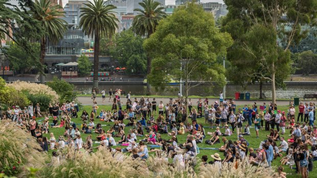 Women's March on Melbourne held at Alexandra Gardens in the city