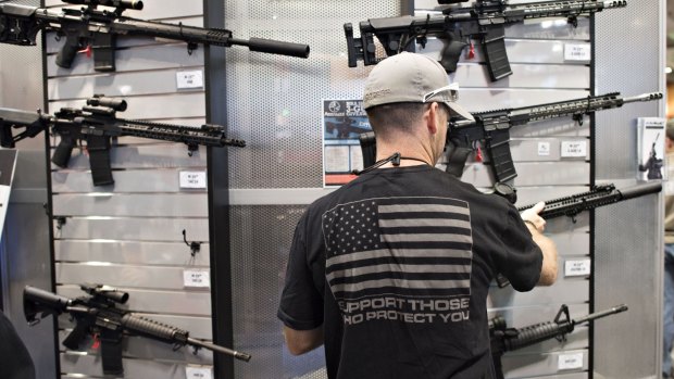 The exhibition floor of the 144th National Rifle Association Annual Meetings and Exhibits in Nashville, Tennessee in April.