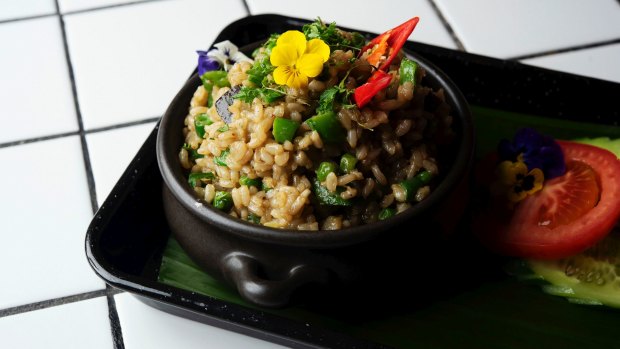 The green curry fried rice is a clever mash-up of two Asian favourites.