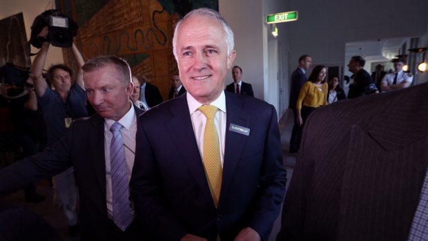Prime Minister Malcolm Turnbull departs the Close the Gap breakfast event at Parliament House in Canberra on Wednesday. 