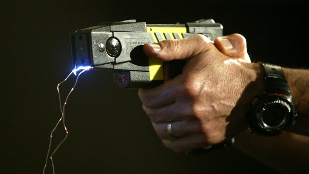 A man was Tasered in Mackay after allegedly choking a police officer.
