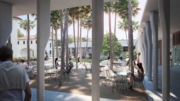 An artist's impression of the landscaped internal courtyard as part of plans for the Bondi Pavilion upgrade. 