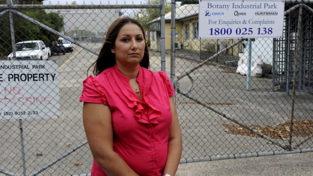 Moving: local resident Chantal Snell, standing outside the Orica plant at Matraville.