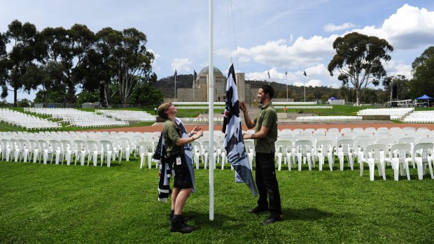 Australian War Memorial events and ceremonies assistant manager Alissa Gabriel and co-ordinator Mat Rose prepare for Remembrance Day – and a royal appearance.