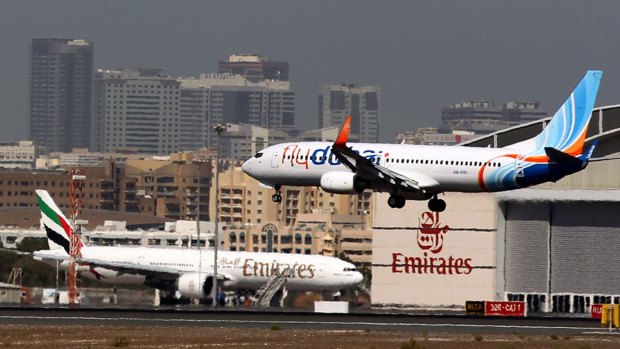 A flydubai flight landed safely after shots were fired at it as it landed on Monday. 