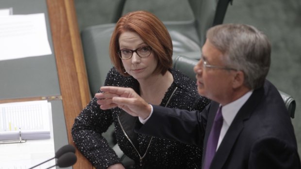 Julia Gillard and Wayne Swan in Parliament in 2013.