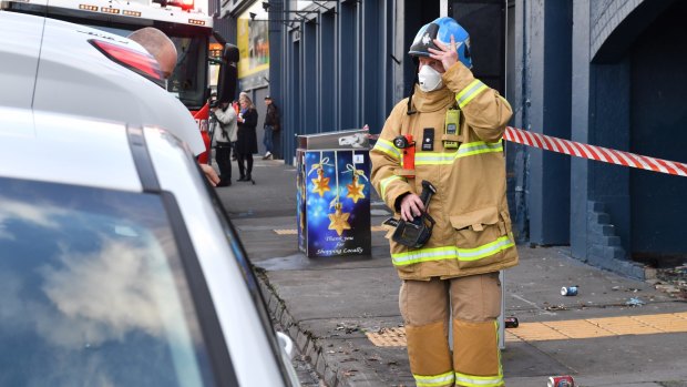 Firefighters at the scene in Essendon on Thursday morning.