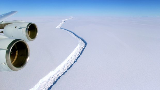 This NASA photo on November 10 last year, shows a rift in the Antarctic Peninsula's Larsen C ice shelf.