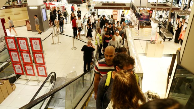 Shoppers visit Myer on Boxing Day.