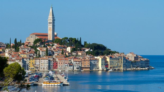 Old city of Rovinj with its cathedral.