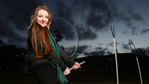 Sherryn Groch tried her hand at Quidditch, but copped a few bludgers along the way. 