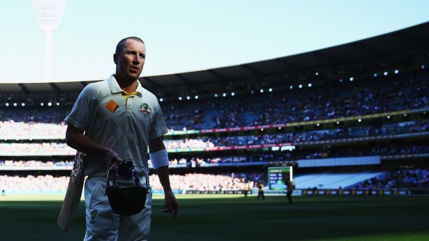 Brad Haddin walks from the field during day one of the fourth Ashes Test match at the MCG in 2013.