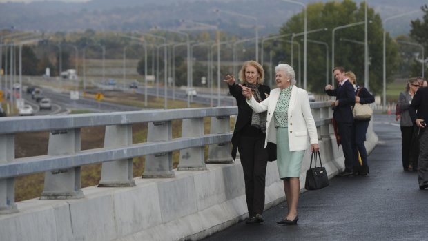 Special guest Tamie Fraser, wife of the late PM Malcolm Fraser, on the bridge named after her husband.