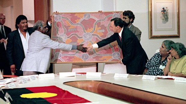 A meeting of Aboriginal representatives, ministers and then prime minister Paul Keating on April 27, 1993. 