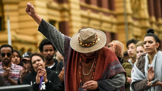 An Aboriginal woman speaking out against the treatment of Aboriginal youth in the Don Dale detention centre.