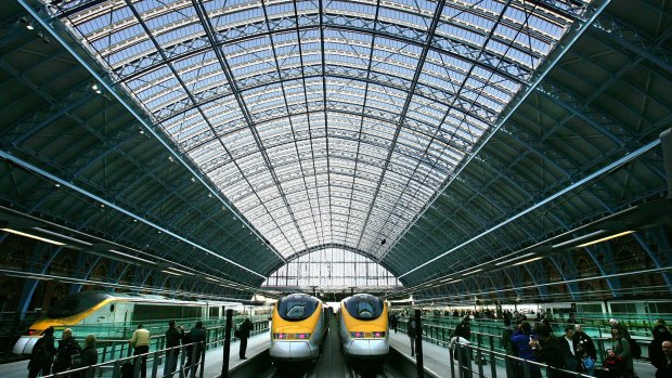 Eurostar trains at St Pancras International station in London.