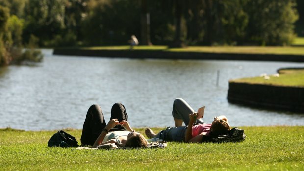 Melburnians have been basking in the warm sunshine.  
