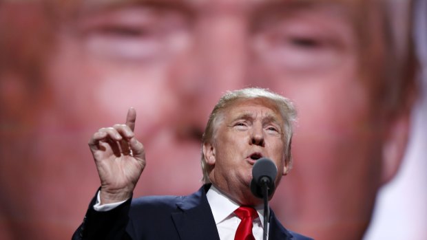 Donald Trump delivers his speech on the final day of the Republican National Convention.