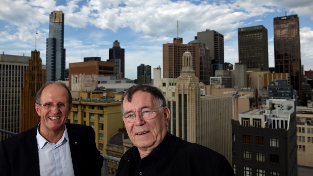 Melbourne City Council's design director Rob Adams, left, with Danish architect and urban designer Jan Gehl on Thursday. 