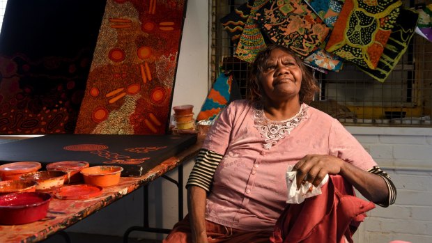 Renita Stanley is one of the artists working at Ernabella Arts centre in South Australia's APY Lands.