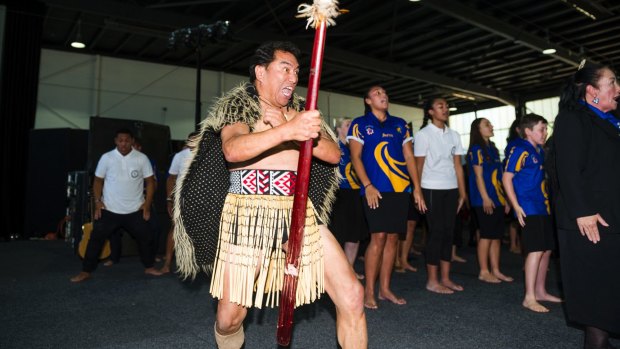 Participants in Saturday's National Kapa Haka Festival in Canberra gave a Powhiri, a traditional Maori welcome, on Friday.