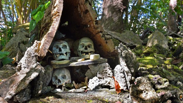 The remains of former chiefs and vanquished enemies at Skull Island.