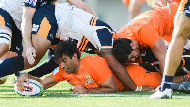 The Jaguares proved too strong for the Brumbies at Canberra Stadium on Sunday. Photo: AAP