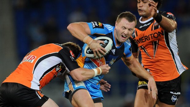 Turbulent beginnings: Jordan Rankin during his early years with the Gold Coast Titans.