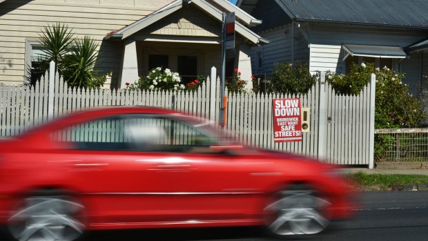 ''SLOW DOWN'' is the safety message in Albion Street, Brunswick East.