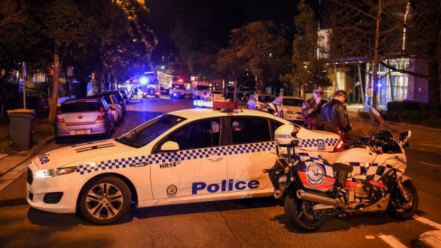 Emergency services at the scene of a "deliberate" attack Merrylands Police Station.