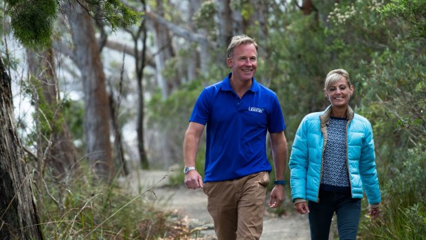Tasmanian Premier Will Hodgman, with Elise Archer, the Minister for the Environment and Parks, in Fortescue Bay.