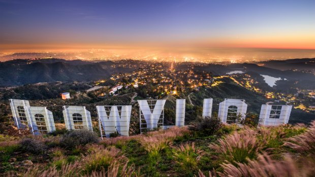 The iconic Hollywood sign overlooking Los Angeles. 