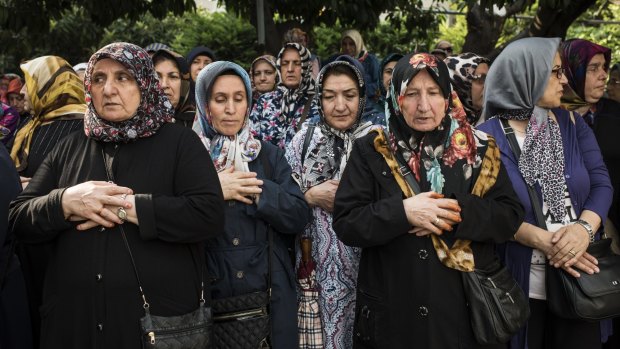 Mourners at the funeral of a man killed in the Istanbul airport attack in June.