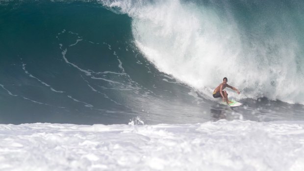 Brazilian pro surfer Gabriel Medina training at Keramas surf area.