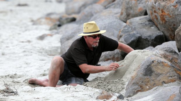 Mystery sand sculptor Richard, from Ballarat, has been spending his holiday time on East Beach in Port Fairy creating ephemeral artworks.