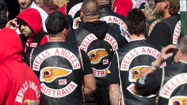 Members of the Hells Angels Motorcycle Club.