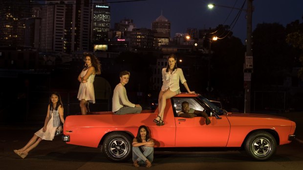 The faces of modern Australia: Eddy Ehiozee (in ute) with friends (from left) Han Nguyen, Viki Gerova, Daniel  Wotton, Anusha Muller and Jodie Watt.