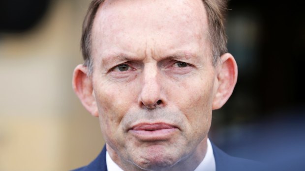 Former Australian prime minister Tony Abbott addressed the media in Hobart on Friday.