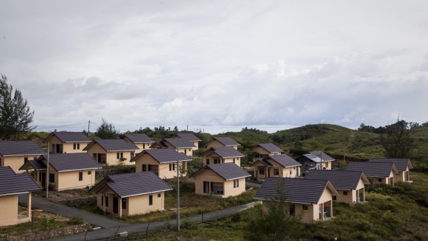 A hilltop settlement of recently built houses in Lhok Kruet is mostly abandoned, as they have no running water.