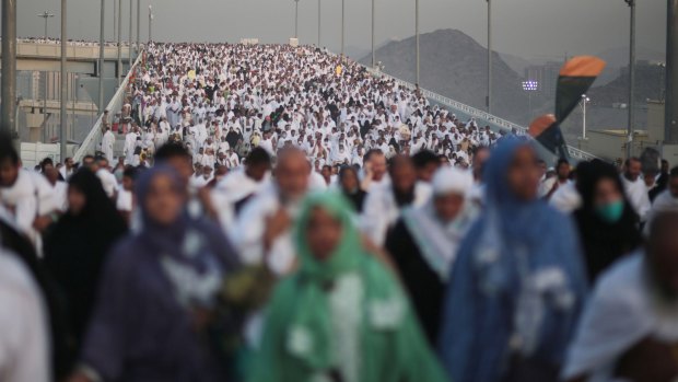 Hundreds of thousands of pilgrims make their way to perform the last rite of the Haj in Mina.