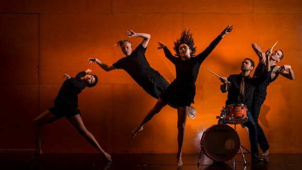 Elle Evangelista, Gerard Van Dyck, Anna Seymour, Myele Manzanza and Timothy Ohl rehearse Kage dance theatre's new show Out of Earshot.