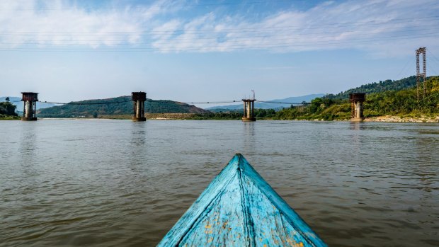 The remnants of the currently stalled Myitsone dam project. It's currently unclear whether Myanmar's newly elected government will resume or cancel the project, which is largely unpopular in Kachin State, as it would flood tracts of land, and the majority of electricity it would produce would be delivered to China. 