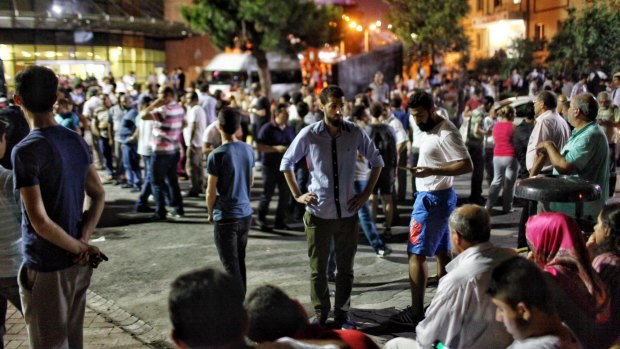 Relatives of the Ataturk Airport suicide bomb attack victims wait outside Bakirkoy Sadi Konuk Hospital