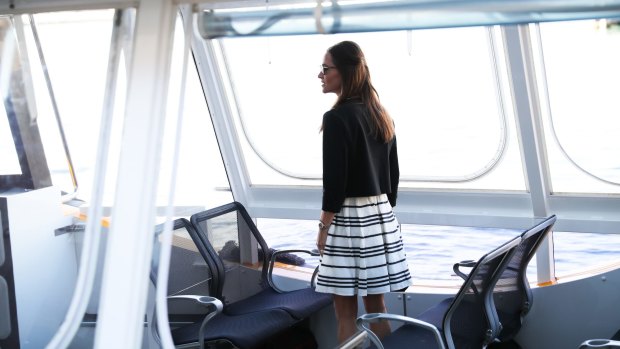 Pippa Middleton on a water taxi in Sydney on Wednesday.